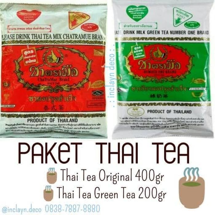 

PAKET THAI TEA ORIGINAL & GREEN TEA NUMBER ONE CHATRAMUE BRAND - tth231