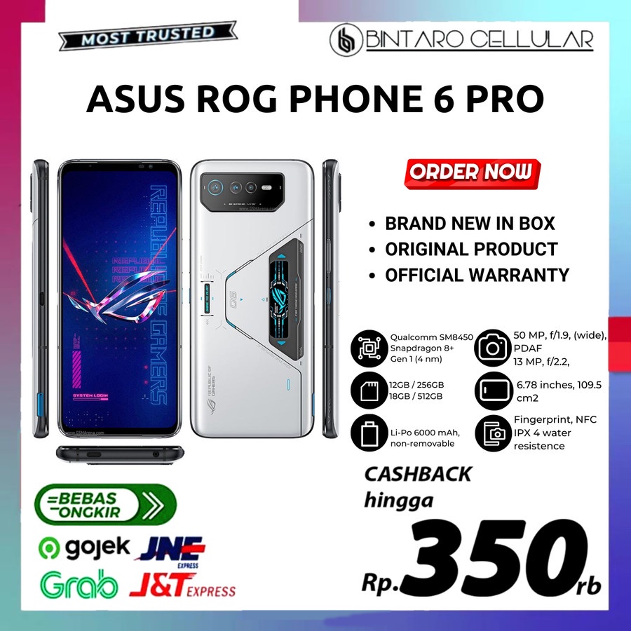   new   asus rog phone 6 pro 18 512gb 16 512gb 12 256gb garansi resmi   not 5s