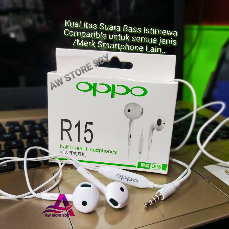 Headset oppo big bass R-15 series Earphone oppo A71 A83 neo 7 A3S A5S A37 A39 F1 F3 F5 F7 F9