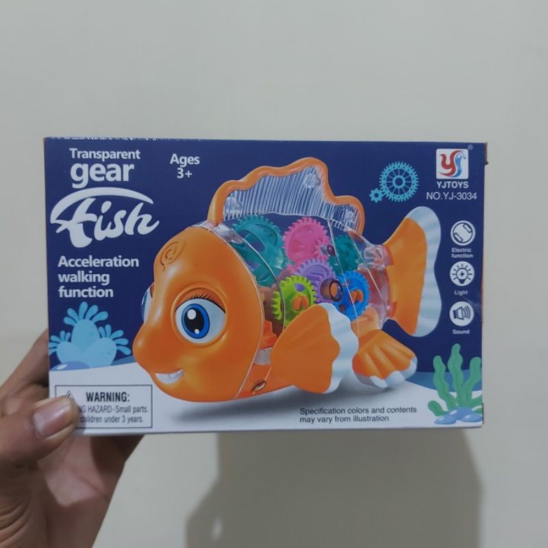 Mainan Ikan Bisa Jalan Lampu Suara - Gear Fish Baterai Anak Laki Cewek