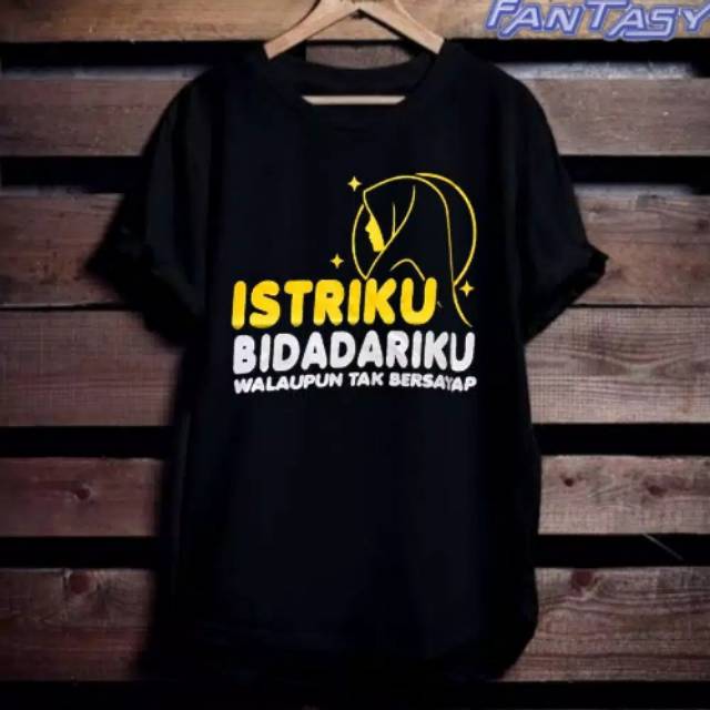 Fourfashion Kaos Pria Kaos ISTRIKU BIDADARIKU Black FN100