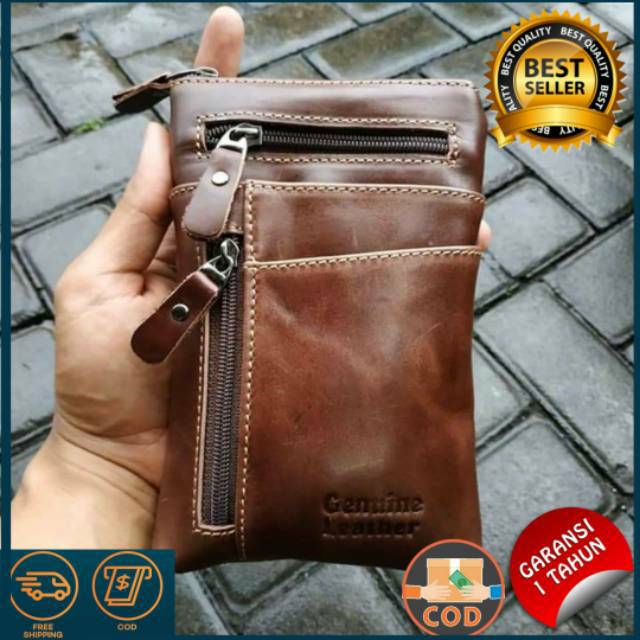 COD - Tas Mini Kulit Asli Limited Edition, Tas HP pria