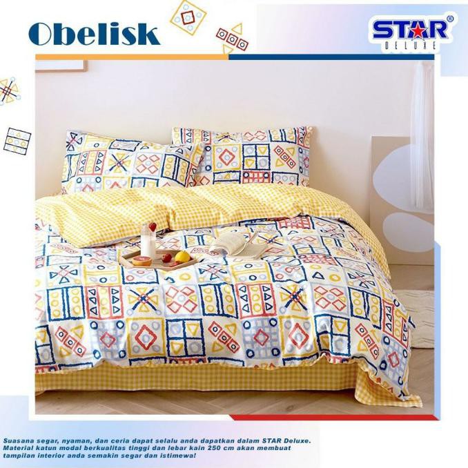 Sprei Bedcover Single Katun Star Motif Obelisk - 90X200, Tinggi 20 Outlet.Sejukk