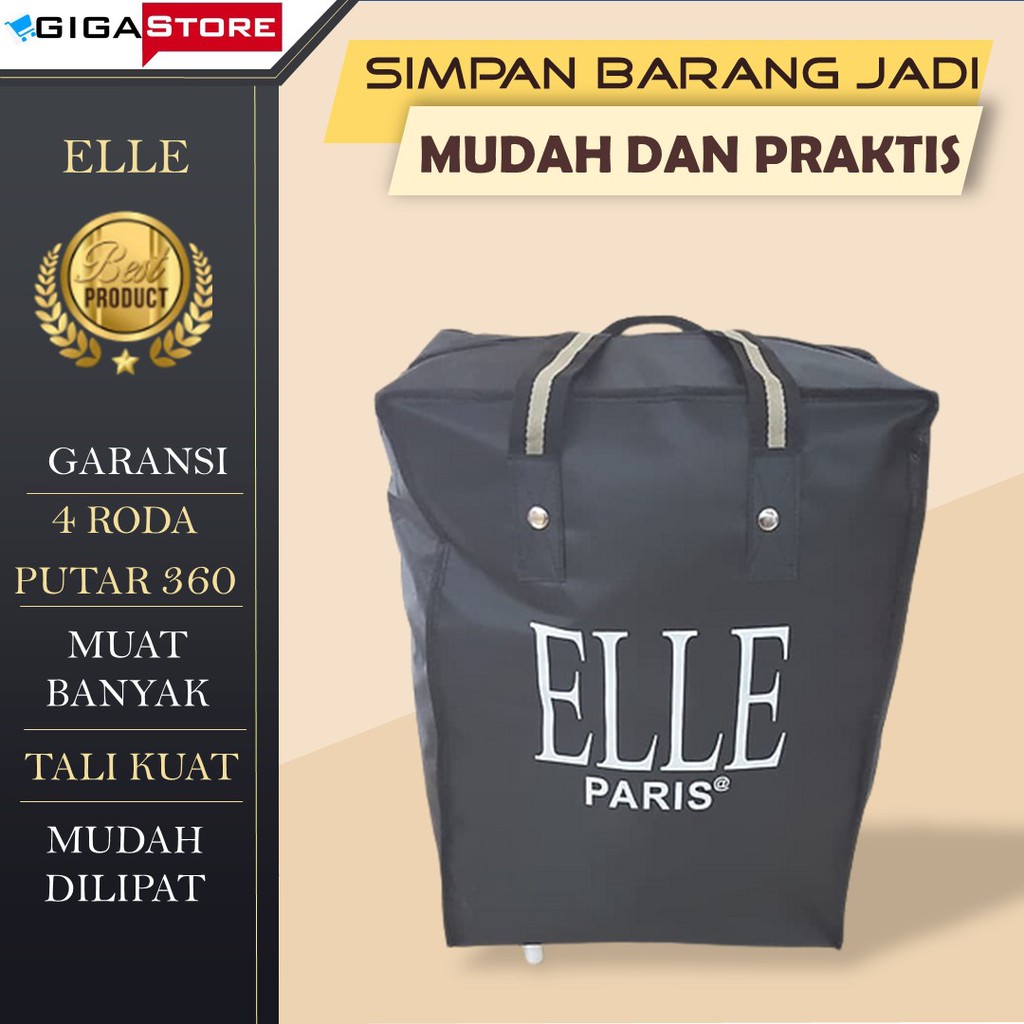 Tas Travel Barang Elle Roda Cabin Pesawat Tas Pakaian Organize Lipat Koper Besar Tenteng Jinjing