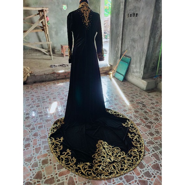 Kebaya bludru kutubaru full bordir payet jepang/kebaya pengantin ekor/kebaya pengantin mewah