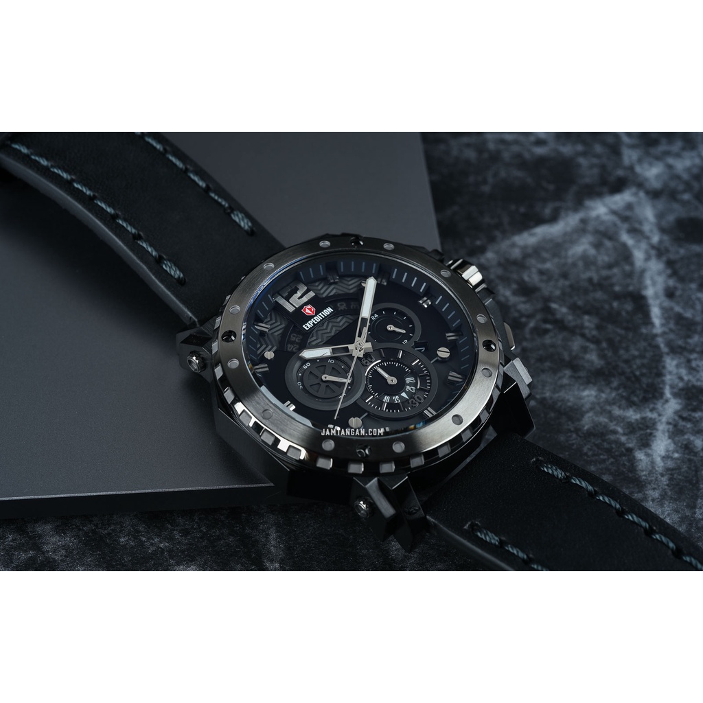 Expedition E 6402 BC LEPBA Men Black Dial Black Leather Strap