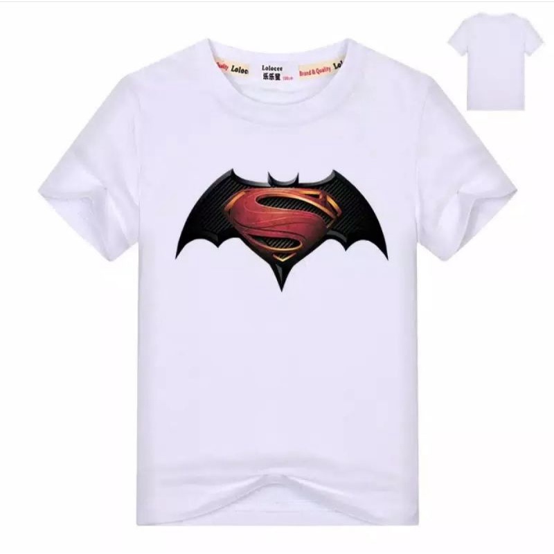 Kaos Unisex Anak Superman Batman Kaos Lengan Pendek Kaos Anak Cewek Cowok Kaos Oblong Logo Anak
