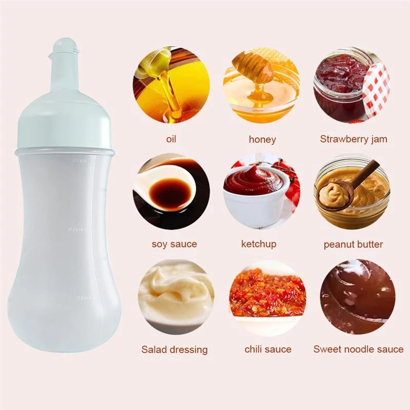 350ML Kitchen Multi-purpose Squeeze Sauce Bottle With On Cap Lids