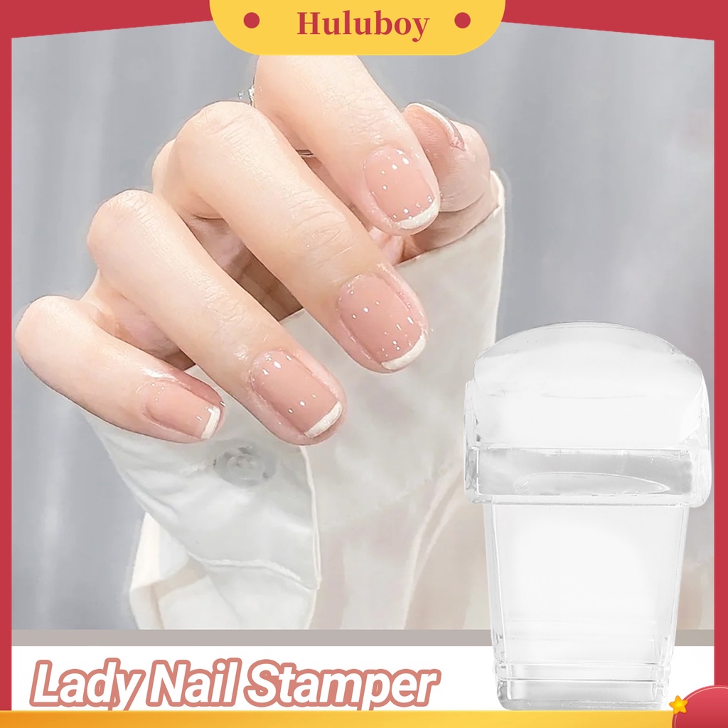 Huluboy Huluboy♡ Set Alat Stamper Pengikis Kuku Bahan Silikon Transparan Mudah Dibersihkan Untuk Kecantikan Wanita