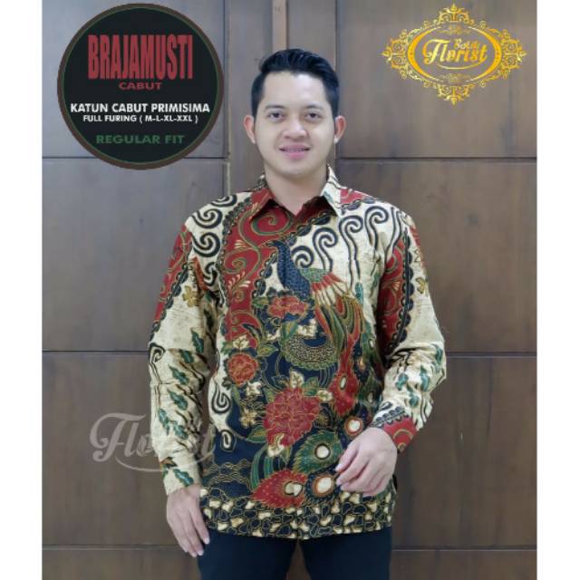 Kemeja Batik Lengan Panjang BRAJAMUSTI Bahan Katun Cabut