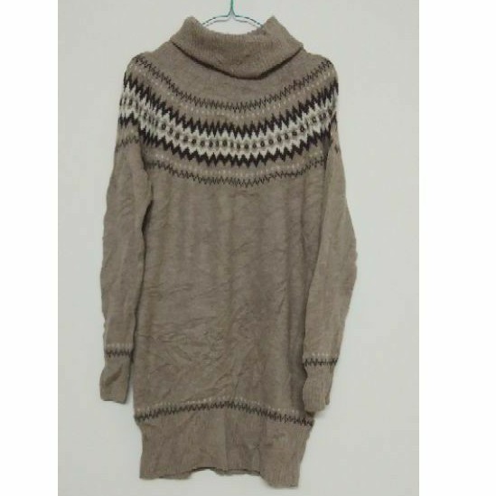 rajut tunik motif tribal etnik turtleneck