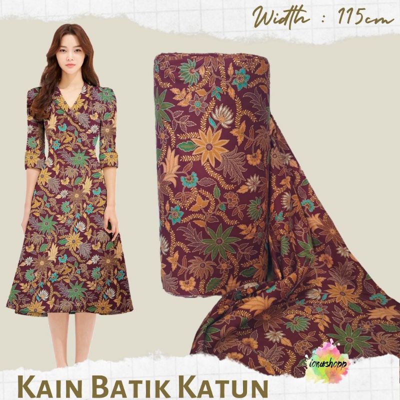 Kain batik katun meteran K54 maroon