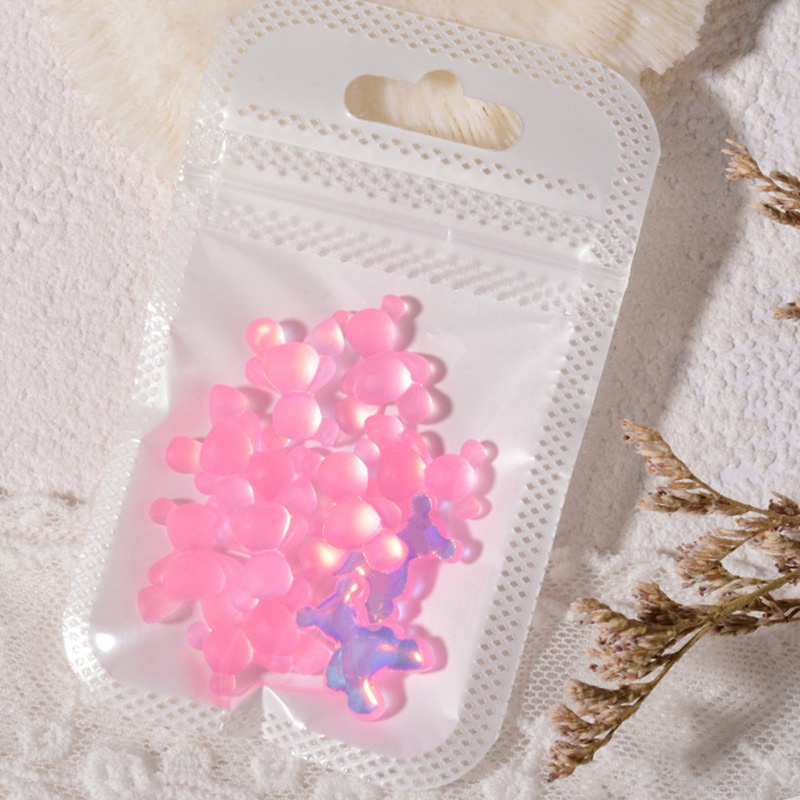 1 / 5 Pcs Perhiasan Nail Art 3D Motif Kartun Beruang Bahan Jelly Transparan Bercahaya