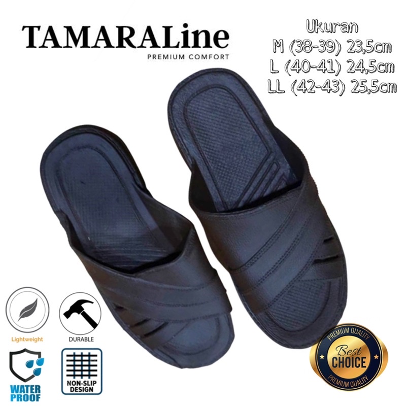 Sandal Selop Slide Slip on Karet Pria Dewasa / Remaja - TAMARALINE 53 / Bahan Premium Lentur Empuk Ringan Kuat Anti Slip Anti Air Model Sandal Casual Santai Rumah Hotel Outdoor Kamar Mandi Murah Original