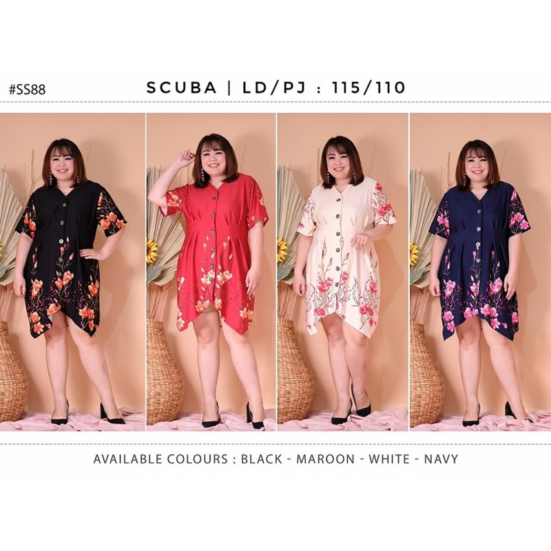 Dress Scuba Bunga Motif big size