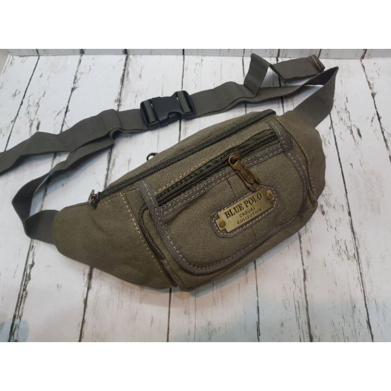 Promo  Tas waitsbag kanvas Tas pinggang kanvas pria/wanita import