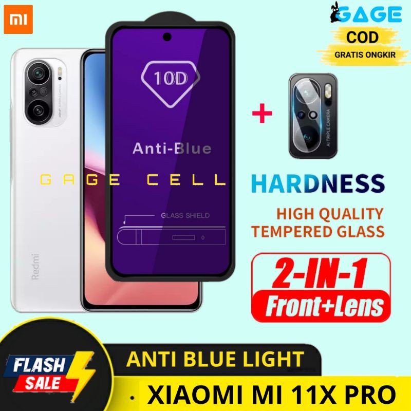 2IN1- TEMPERED GLASS ANTI BLUE LIGHT XIAOMI MI 11X PRO - TG ANTIGORES KACA RADIASI MI 11XPRO PREMIUM