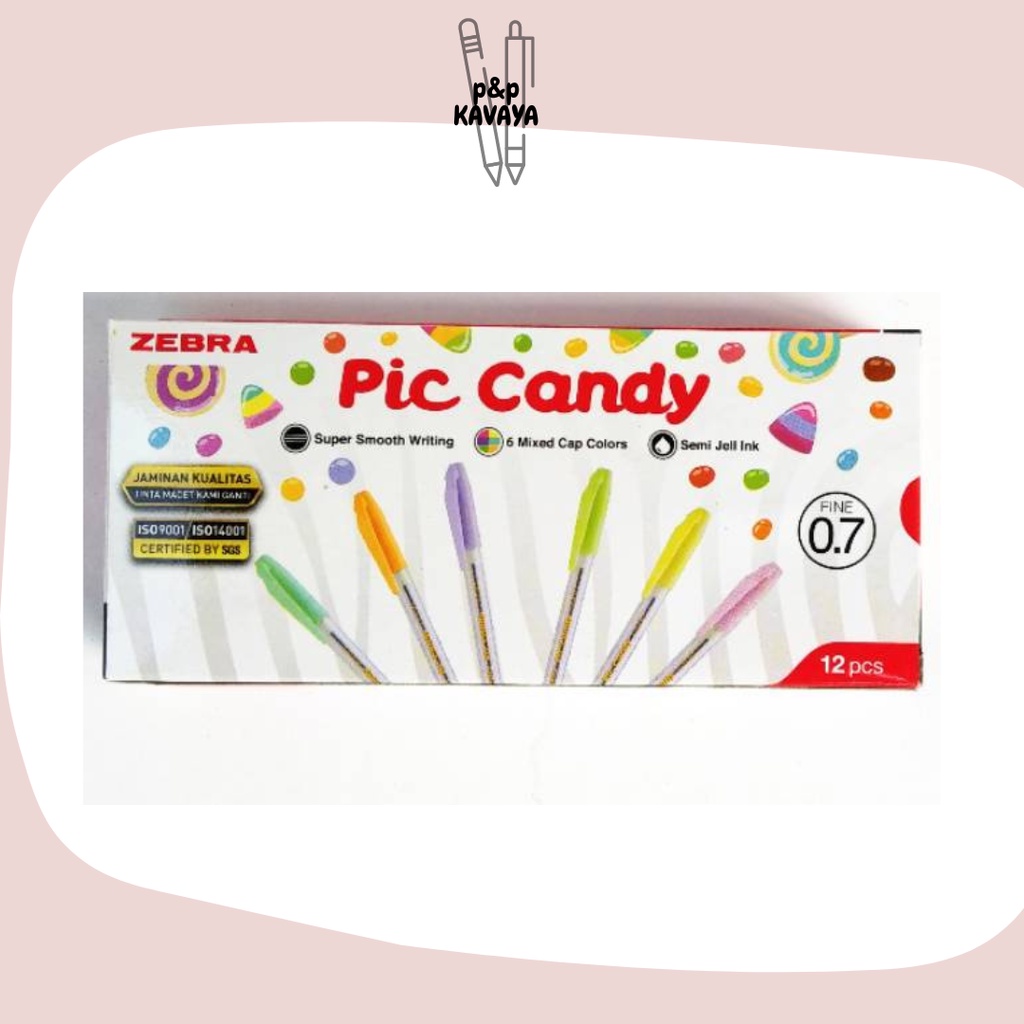 

Bolpen Pic Candy Zebra / Picandy Piccolo Body Warna Pastel PERkotak