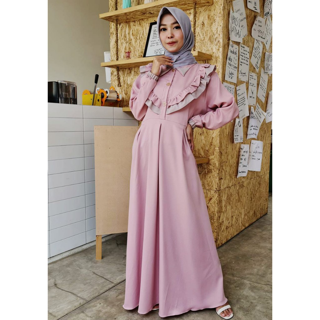 Gamis SHEIKA viola crystal Itycrepe muslim Premium Nona Belanda  Busana Syari baju wanita remaja terbaru