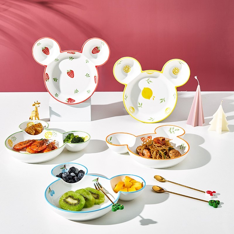 Piring Mickey Buahan Dimsum Keramik / Ceramic Disney Minnie Fruit Dumpling Kids Plate / Piring Anak 