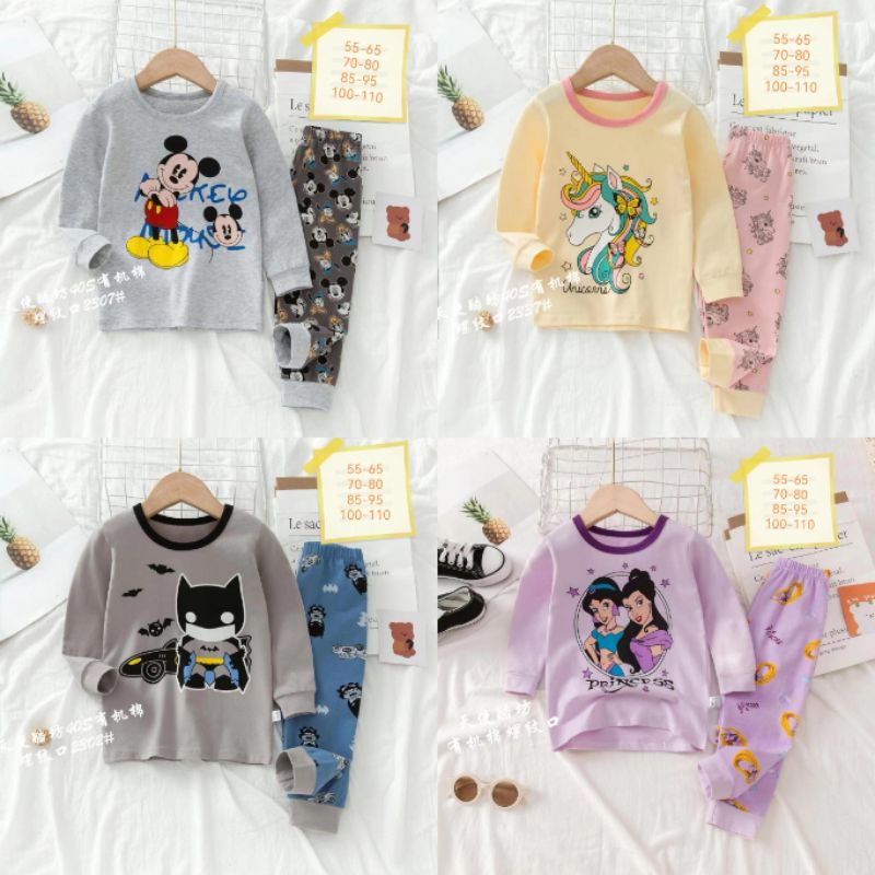 piyama anak import lengan panjang PP fit joger 1-12 tahun