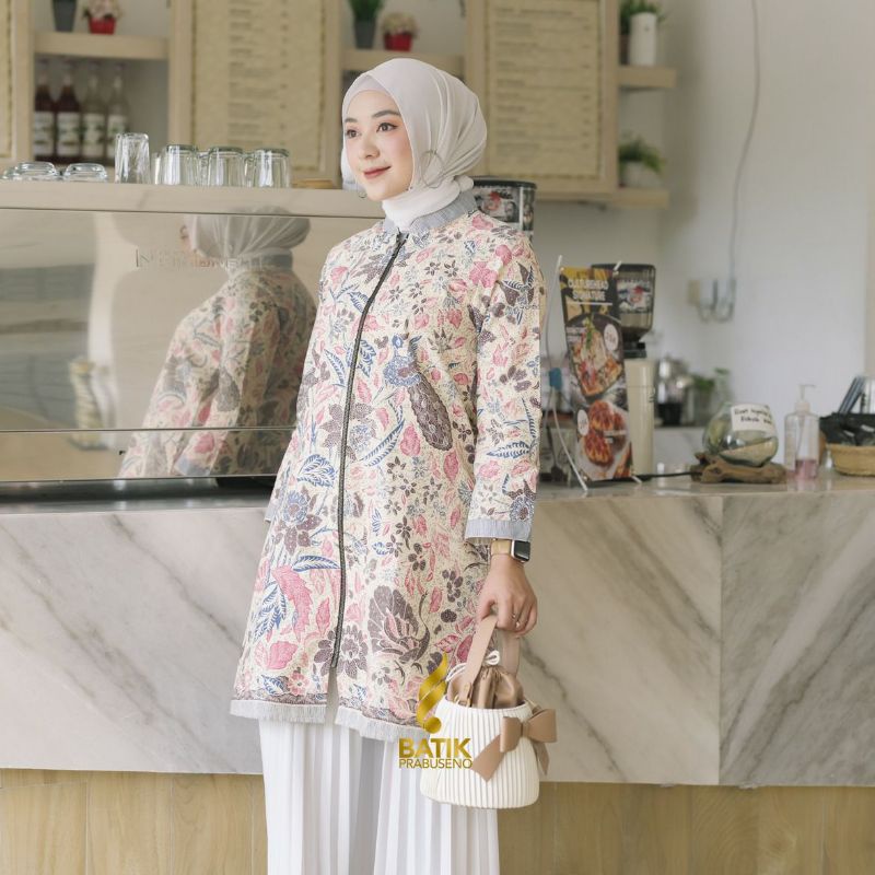 Yustika Tunik Batik Wanita Prabuseno Busui Full Trikot Batik Katun Printing Hand Made Kekinian Dewas