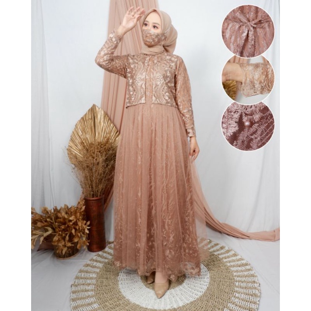 Gamis brokat terbaru //gamis tulle murah//gamis rompi//kebaya pesta//kebaya wisuda