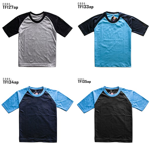 Kaos Polos Anak, Kaos Raglan 3/4, Raglan Polos, Bahan Cotton Combed, Anak Laki/Perempuan 3-10 Tahun