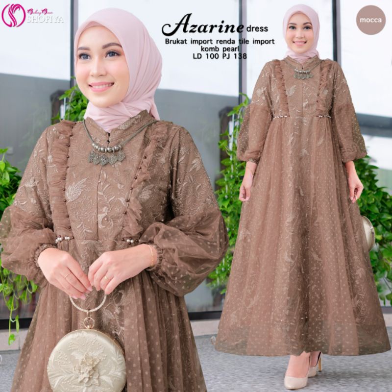 Gamis Broklat wanita Azarine Lengan Balon Mix Tile