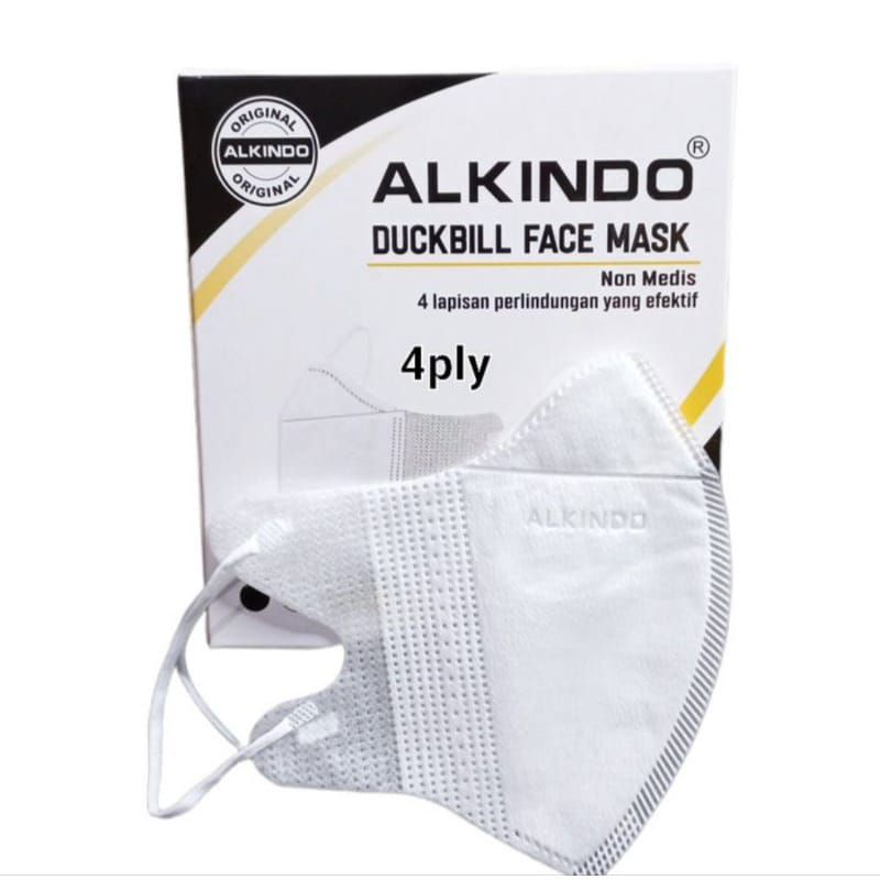 Masker Duckbill Garis 4 Ply Alkindo 1 Box isi 50 Pcs