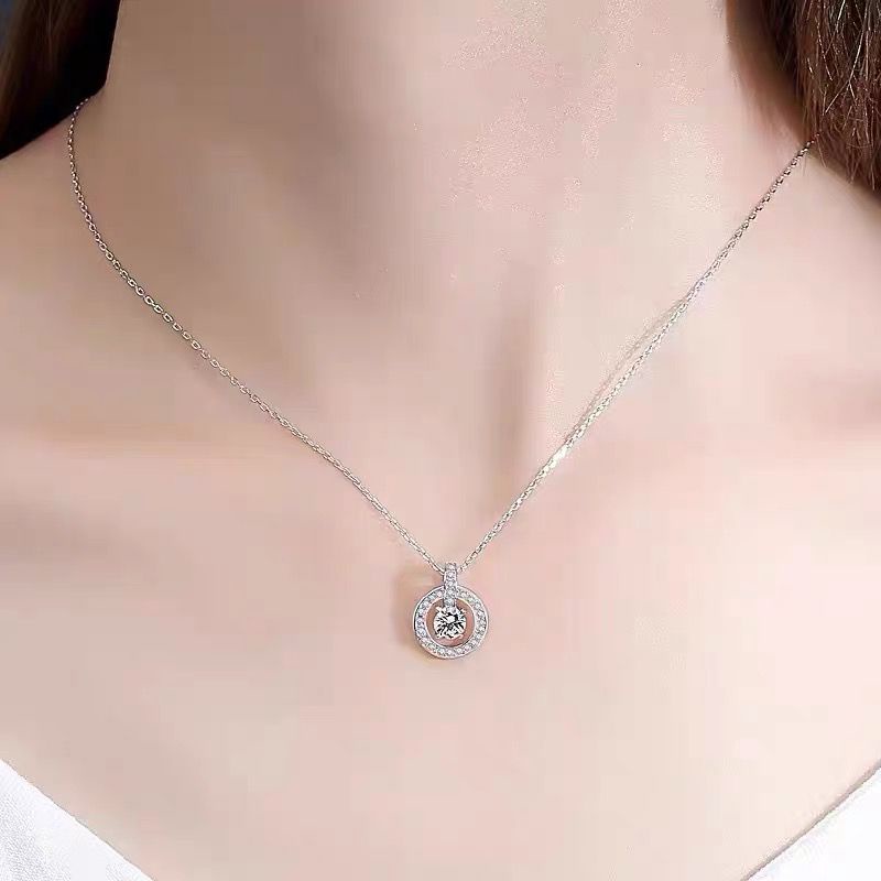 Pandora Kalung 925 Silver Cubic Zirconia Dengan Liontin Berlian Untuk Wanita