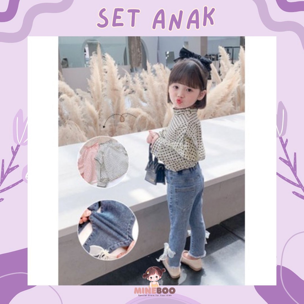 mineboo SET SECRET LOVE EBV Baju Setelan Anak Perempuan Import Berkualitas