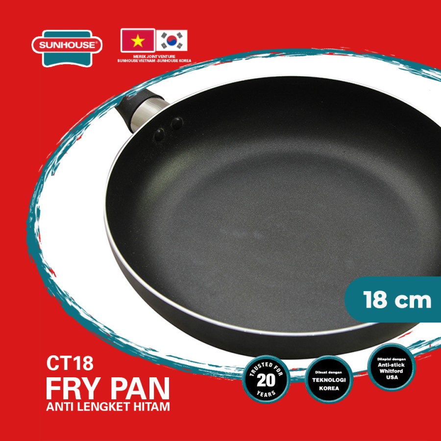 Sunhouse CT18 Plain Frypan Anti Lengket Hitam 18 cm 1 Pcs