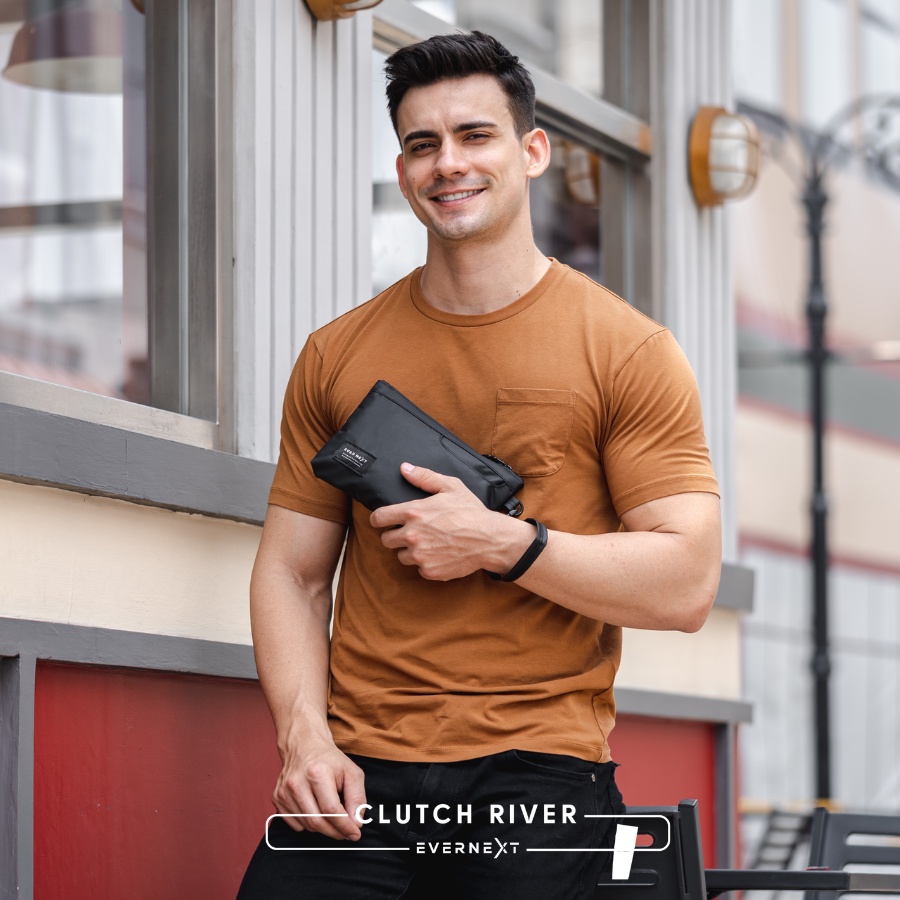 Tas Tangan Pria RIVER CLutch Bag Anti Air Premium Pria Wanita Kerja kantor Kuliah Jalan Penyimpanan Cowok Cewek Evernext