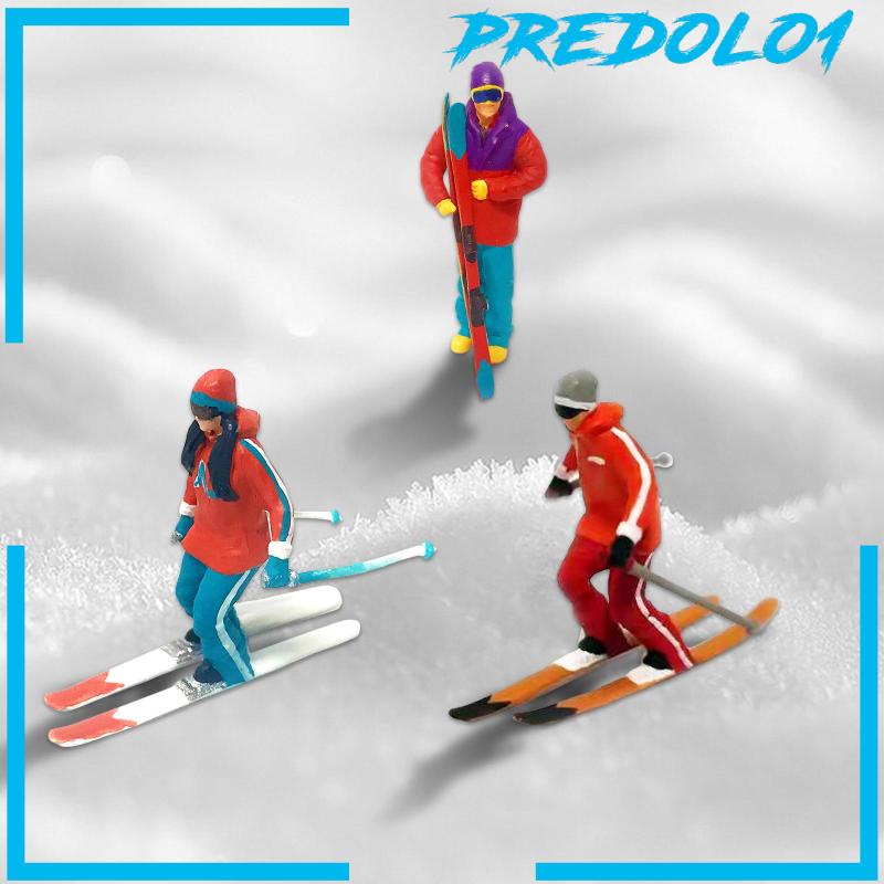 3x Resin HO Scale Miniature Model Skiing Figures Ornament for Fire Wheel