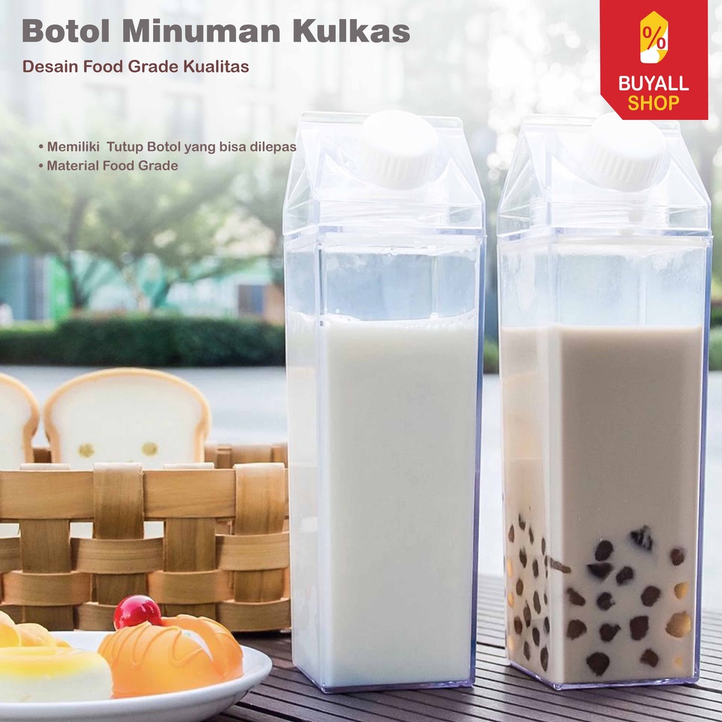Botol Minuman Pitcher Transparan Kotak Botol Minum Kulkas Aesthetic