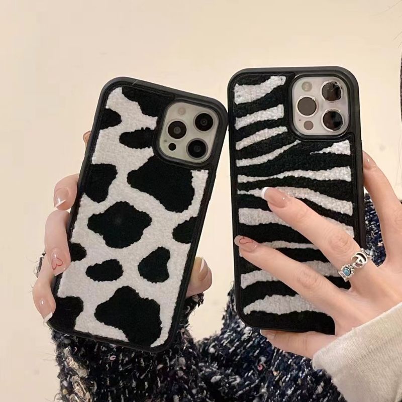 Wool Series - Black White Animal Pattern Case iPhone 7 8 +  X Xs Xr 11 12 13 Pro Max