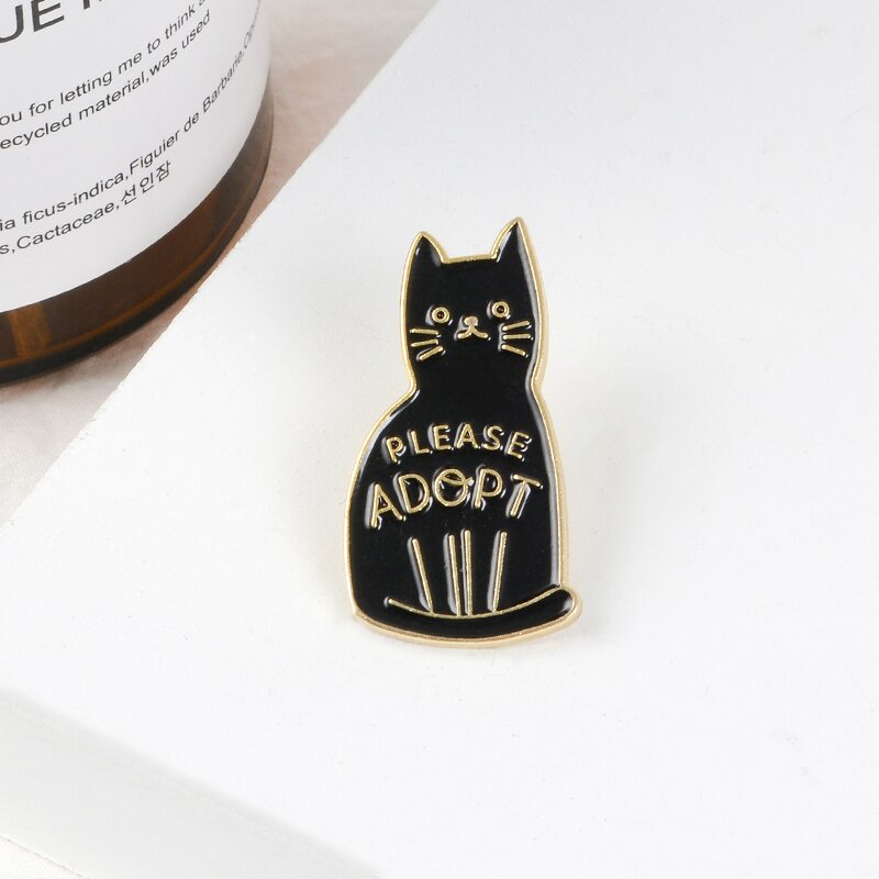 Bros Pin Enamel Desain Kartun Kucing Hitam Untuk Hadiah Anak