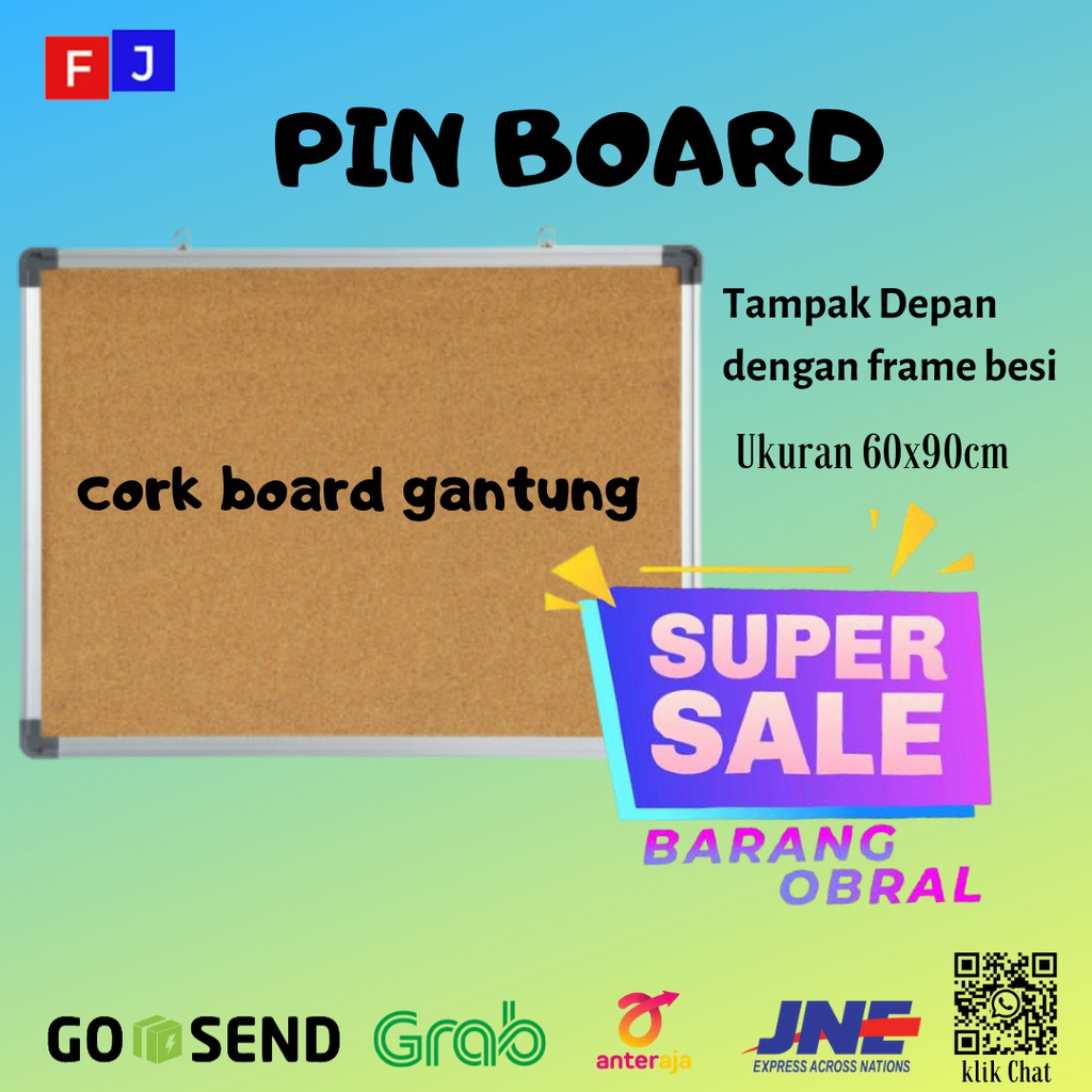 

Papan Pinboard/Softboard SAKANA Dimensi 60x90cm (Corkboard Gantung)