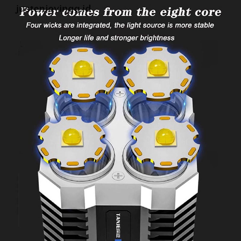 Lampu Senter 4 Kepala Dengan USB Rechargeable Power Display COB