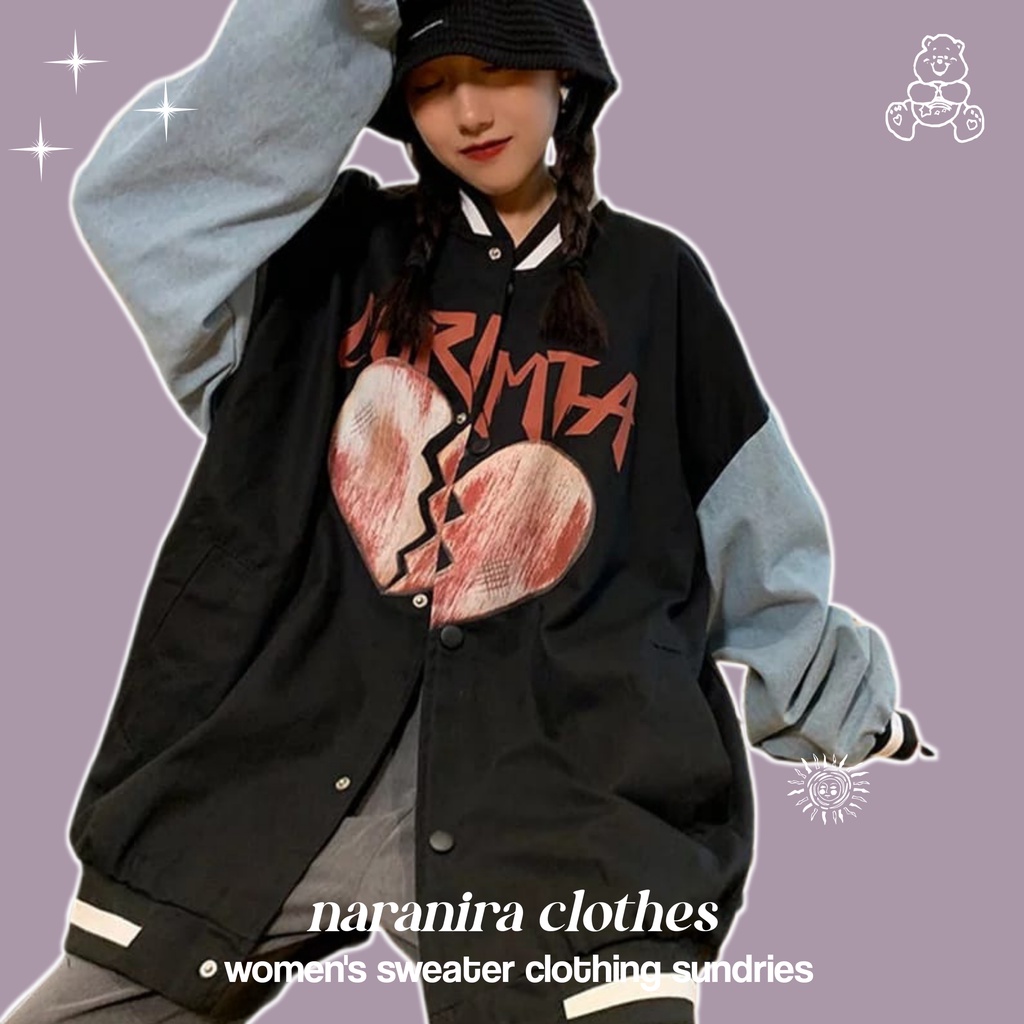 Pakaian Wanita Sweater - ModelCORMTA VARISTY | REGLAN BASEBALL JAKET / BISBOL KEREN GAMBAR HATI  BRO