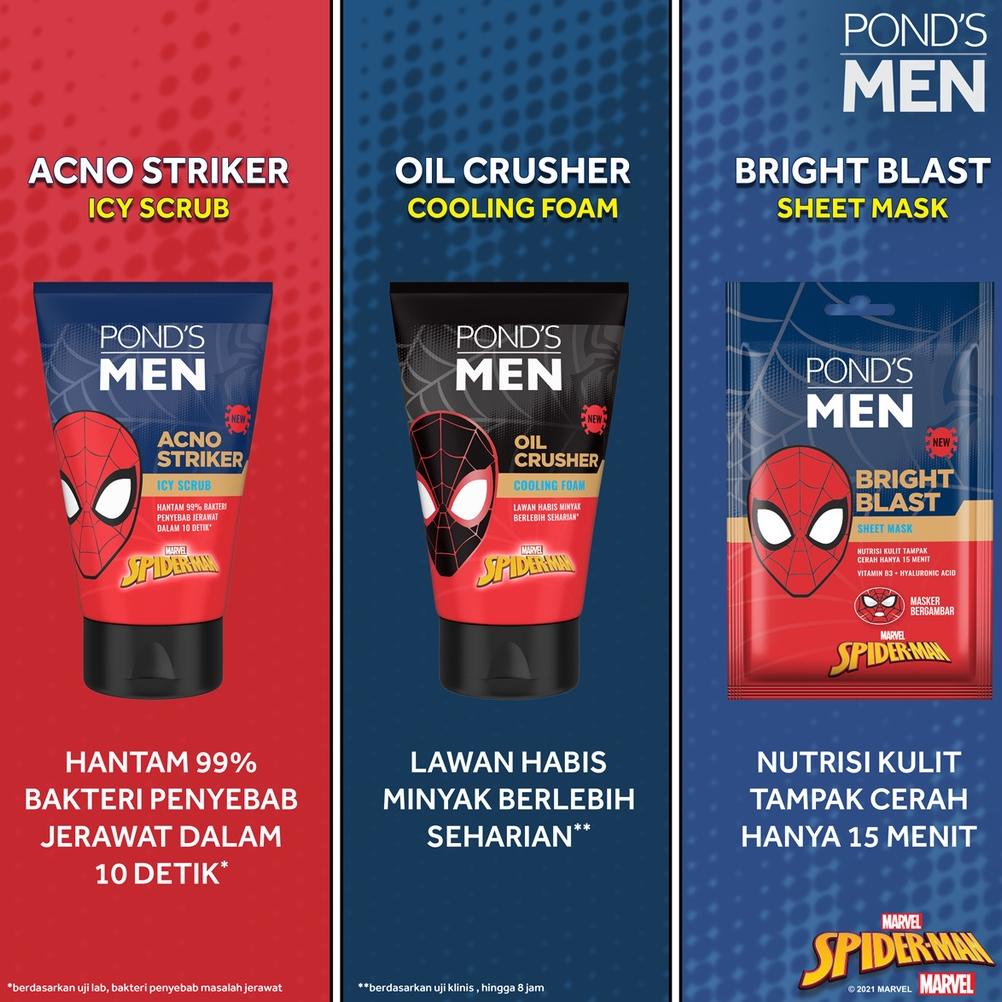 Ponds Men Oil Crusher Facial Foam Sabun Cuci Muka Pria 100G Spiderman Edition