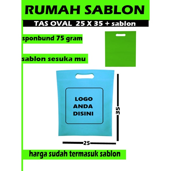 

tas spunbond 25 x 35 + sablon / tas souvenir / tas oval