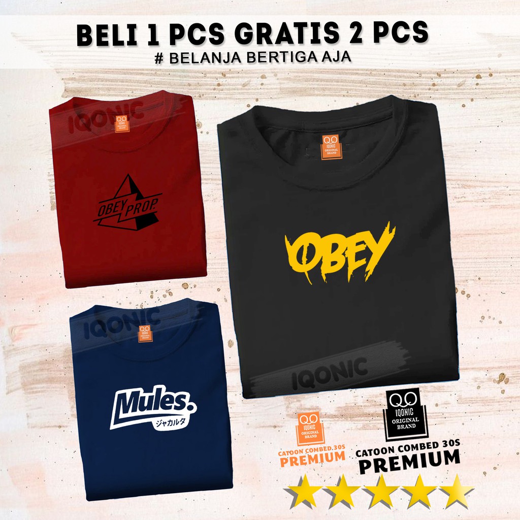 BELI 1 GRATIS 2 PCS Kaos Distro Pria - Kaos Wanita - UNISEX - KatunTebal PREMIUM - OMO