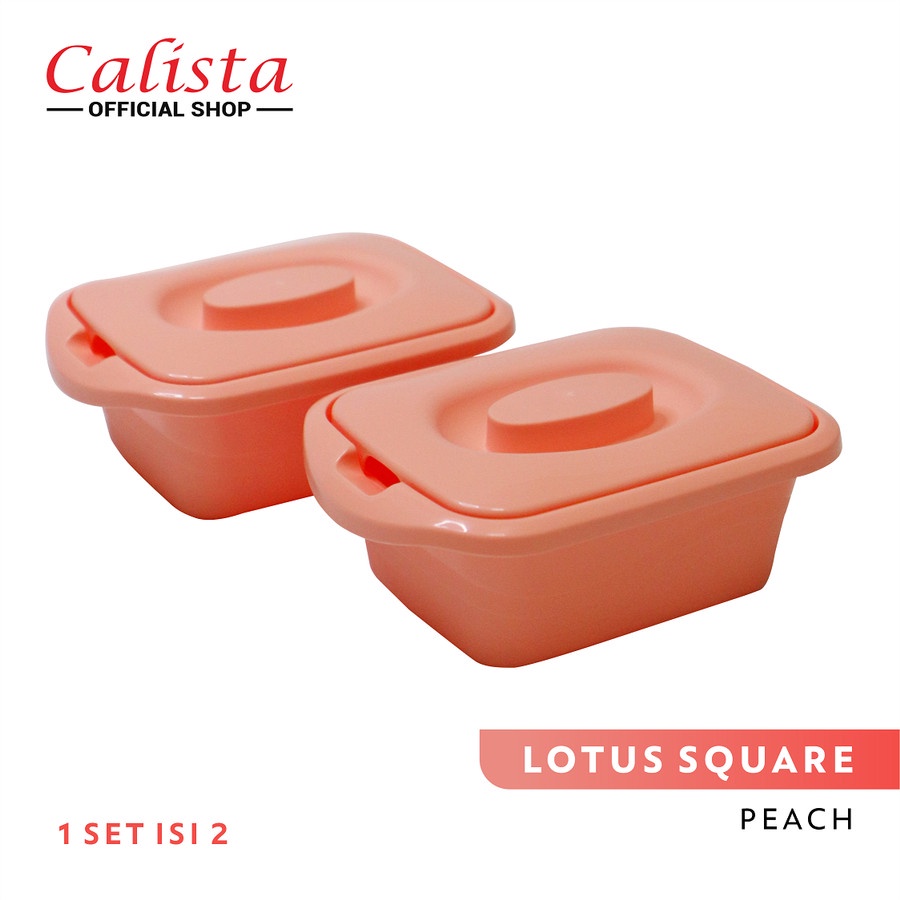 (COD) Calista Lotus Square Wadah Saji Makanan 700ml Set isi 2pcs