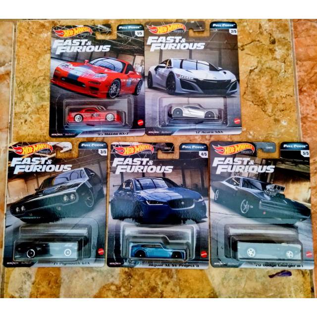 Hot Wheels Fast and Furious Full Force SET FNF dodge charger acura jaguar plymouth mazda rx 2020