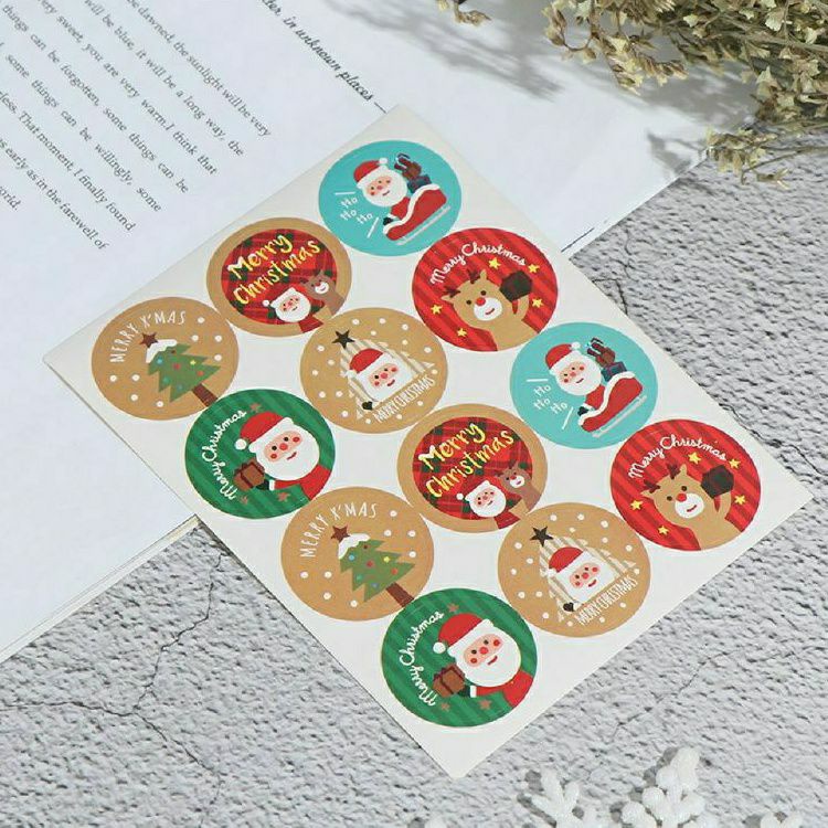 

Jc Acc 12pcs Sticker Label Natal Santa Kemasan Bentuk Bulat Desain Merry Christmas Untuk Hadiah Natal