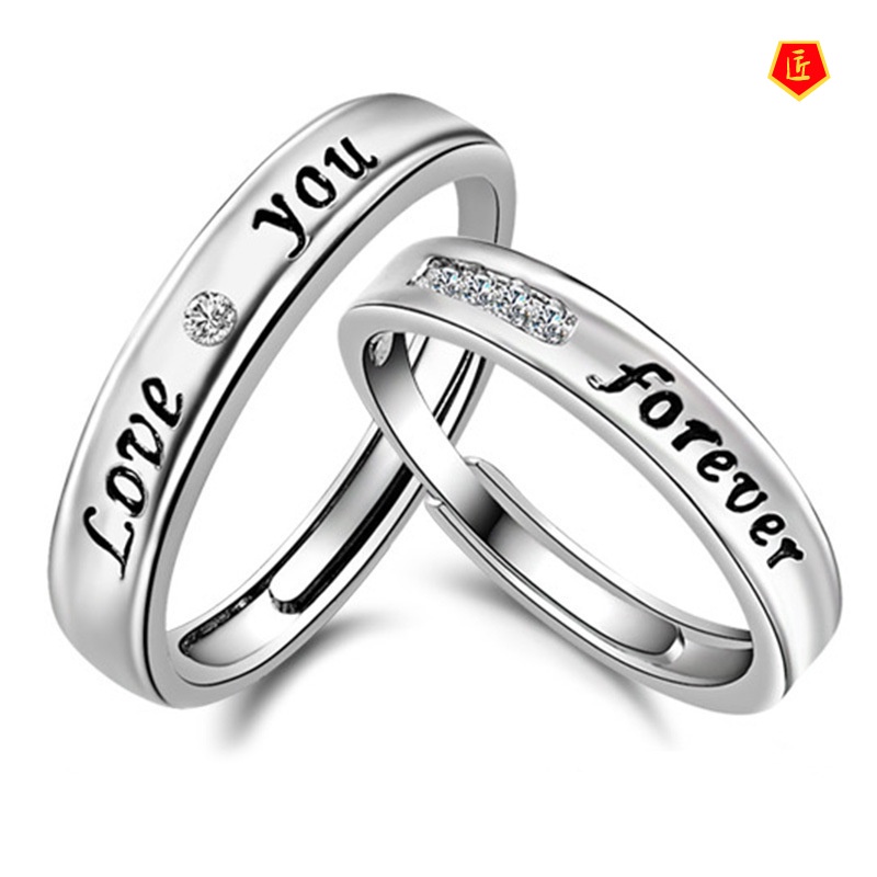 [Ready Stock]Fashion Simple Silver Letter Love Couple Ring