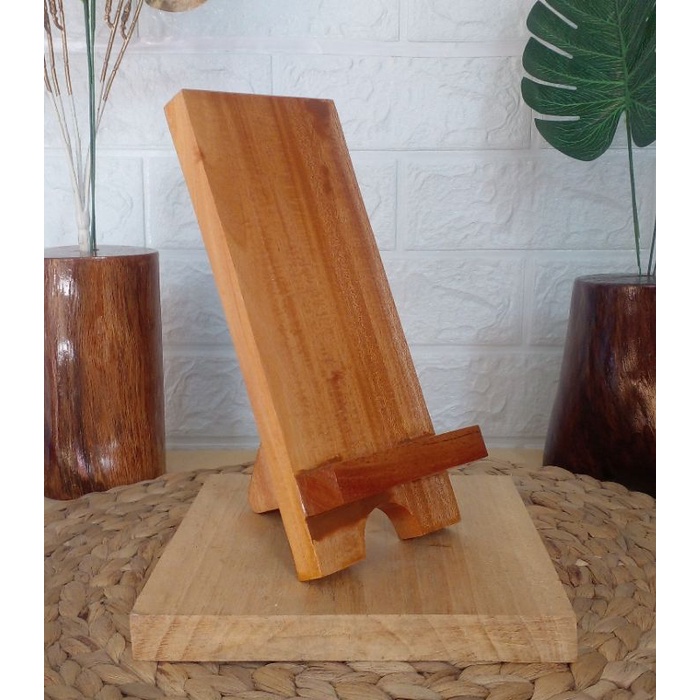 Stand Holder HP Kayu / Tempat dudukan hp meja Docking Charger Hp Kayu Aesthetic Properti Foto
