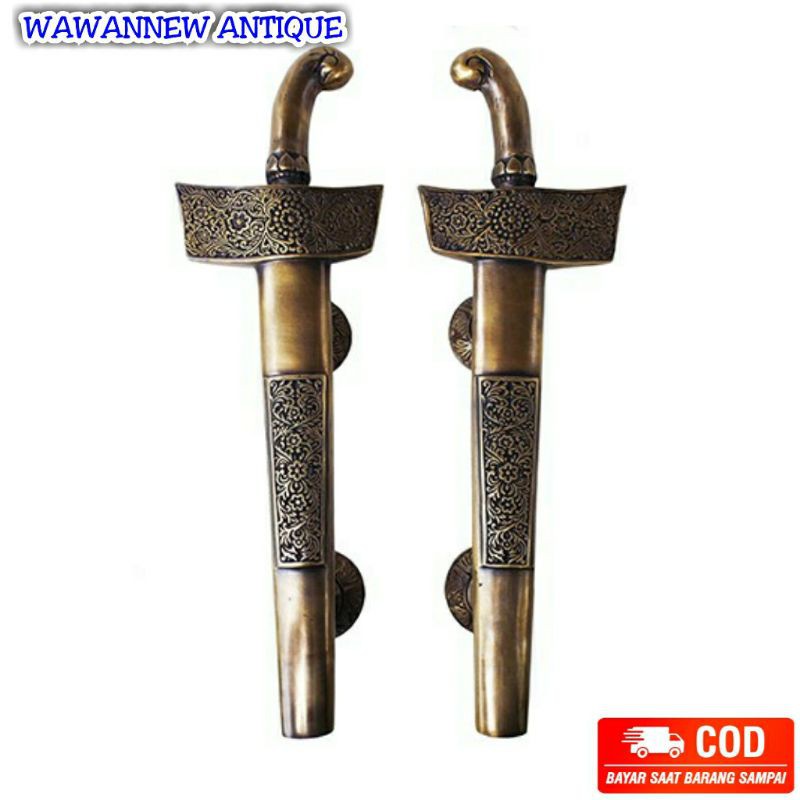 Handle / Tarikan Pintu Rumah Kuningan Antik Murah Motif Keris 38cm